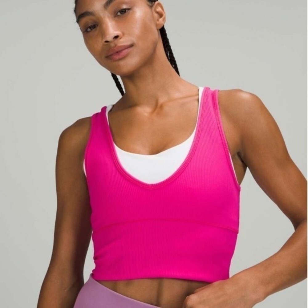 Lululemon Power Pivot Tank Top SIze XS Pink Cropped Reversible Yoga Pilates